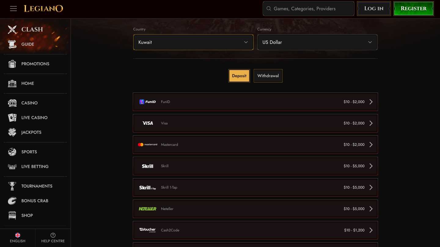Legiano Payment Methods